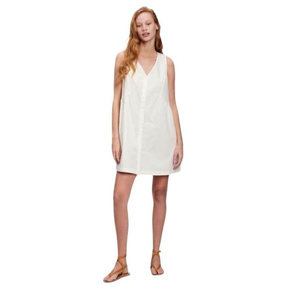 Gap Women’s White Cotton Button Down Summer Lightweight Mini Dress - Picture 6 of 8
